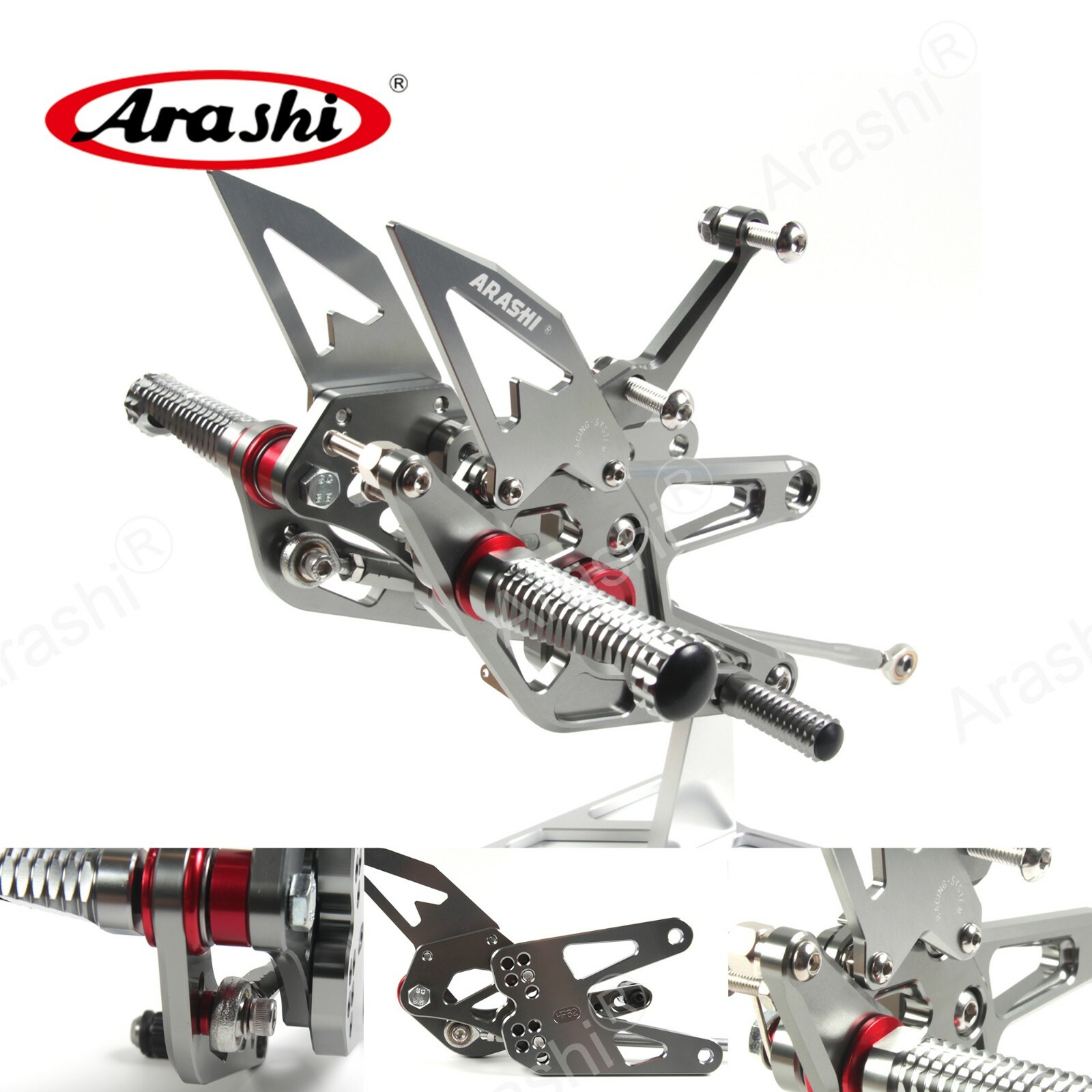 Arashi Footrest Rearsets Foot Pegs Pedal For Yamaha YZF R6 2003-2005 YZF-R6 GRAY