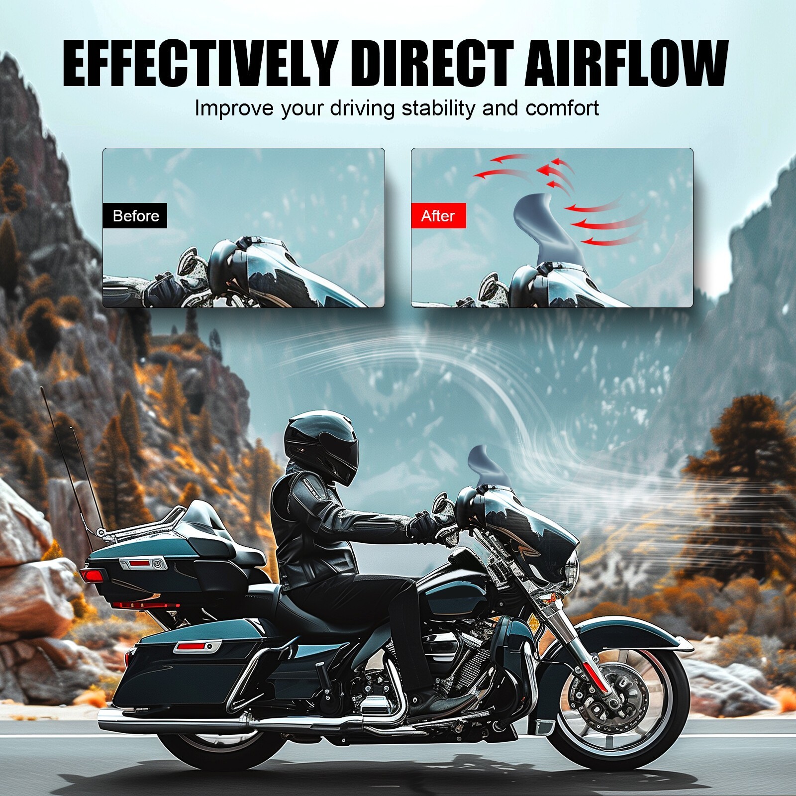 Smoke Wave 9″ Windshield Windscreen For Harley CVO Ultra Limited FLHTK 2014-2024