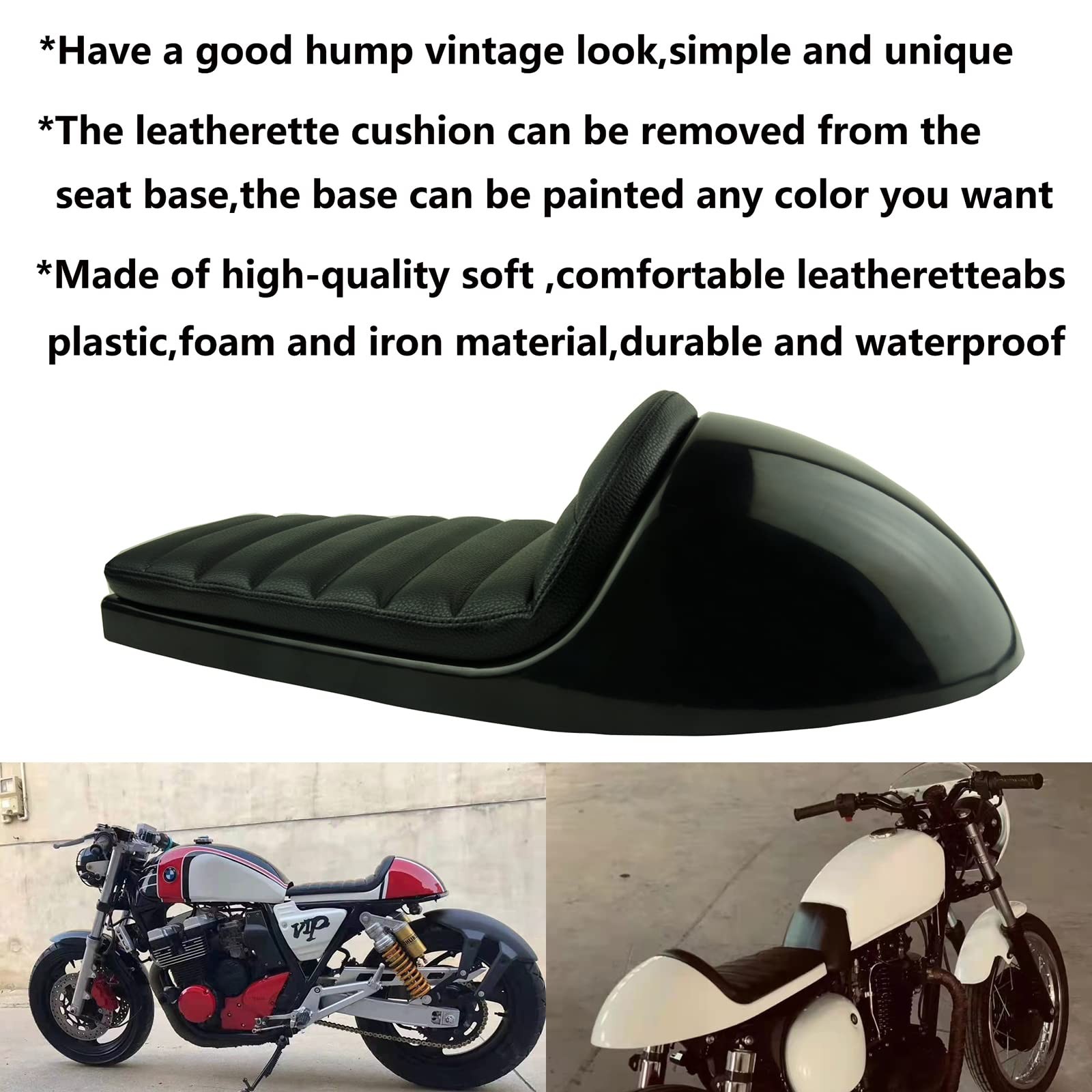 Black Hump Retro Motorcycle Cafe Racer Seat Vintage Style Cushion Saddle