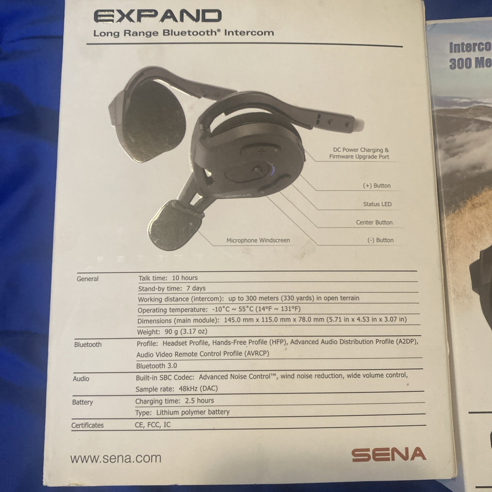 Sena Expand 01 Long Range Bluetooth 3.0 Intercom 330 Yards Microphone Pair