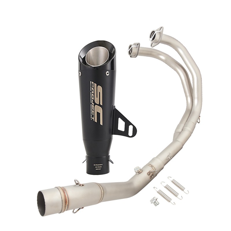 For Yamaha YZF R3 2015-2026 MT-03 Full Exhaust Header Pipe Muffler Black Tips