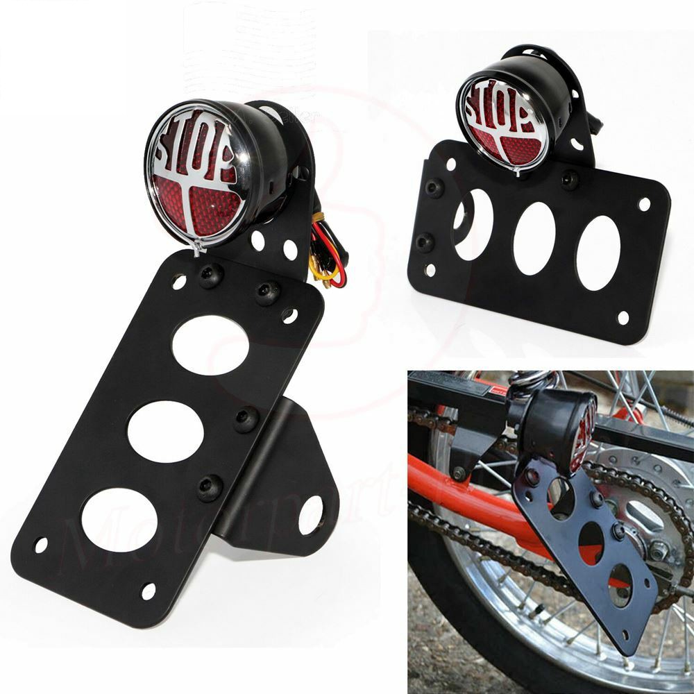 Motorcycle Side Mount Tail Light License Plate Bracket For Harley Chopper Bobber