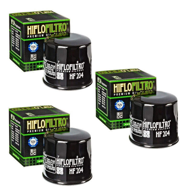 Hiflofiltro 3 Pack Oil Filter HF204 Black Honda Kawasaki Suzuki Triumph Yamaha