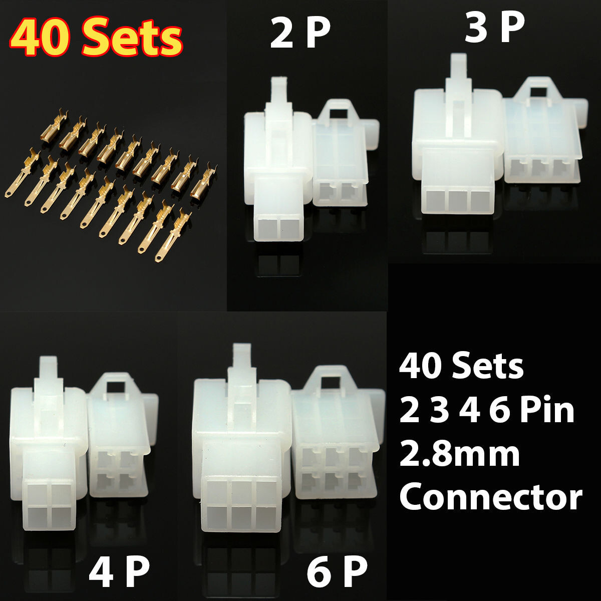 2 3 4 6 Way Electrical Wiring Multi-Connector 2.8 mm Terminals For Motorcycle