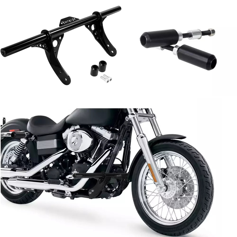 Front Crash Bar & Rear Frame Slider Set For Harley Dyna Street Bob FXDB 2006-17