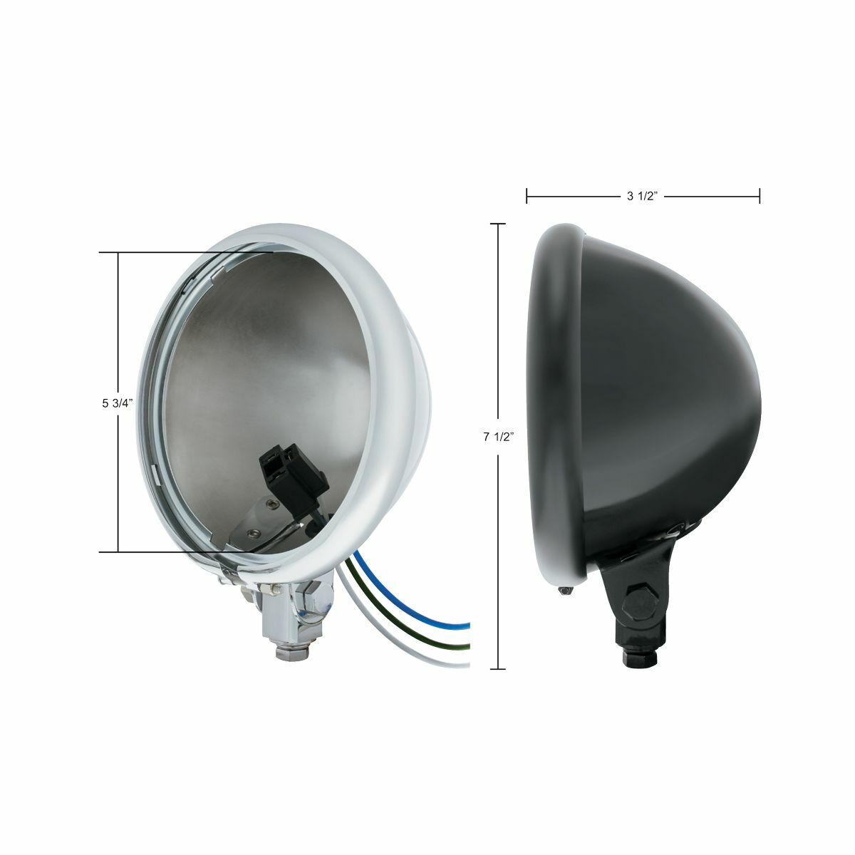 Chrome Motorcycle Headlight Headlamp Bucket Housing Bottom Mount – 5 3/4″ Inch