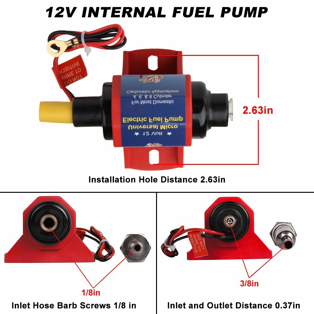 Universal 12S 4-7 PSI Fuel Pump 35 GPH For Most 4,6 & 8 Cylinder Carburetor USA