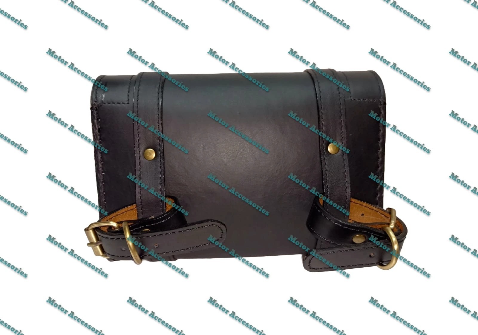Fit For Indian Motorcycles Pure Leather Black Rectangle Engraved Tool Roll Bag