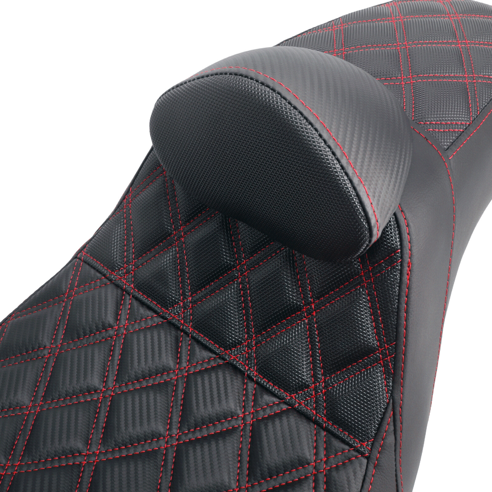 Step Up Red Stitching Seat & Backrest Driver For Harley Dyna Switchback 06-17