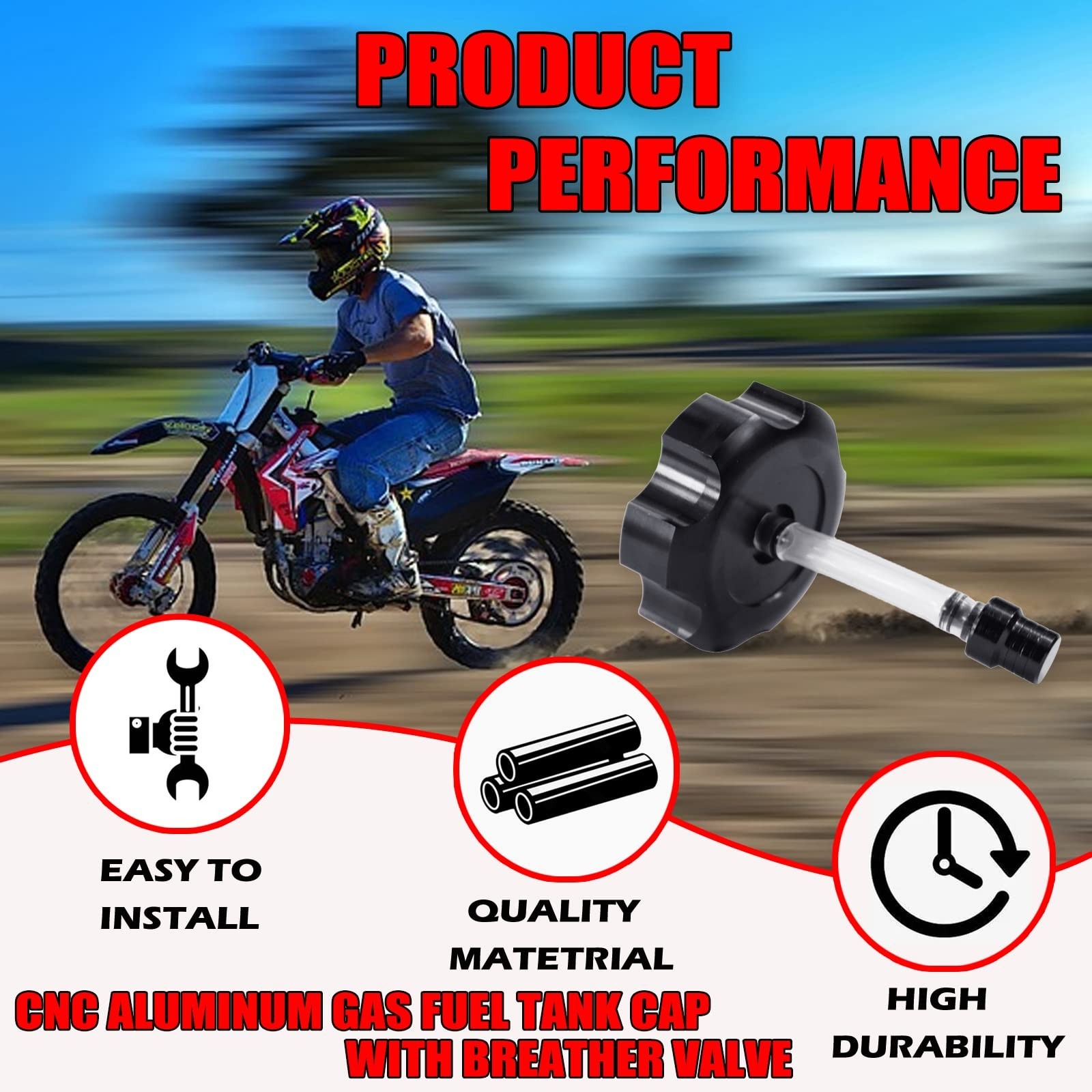 40mm CNC Gas Fuel Tank Cap with Vent Breather Tube – Motorcycle/ATV Accessory