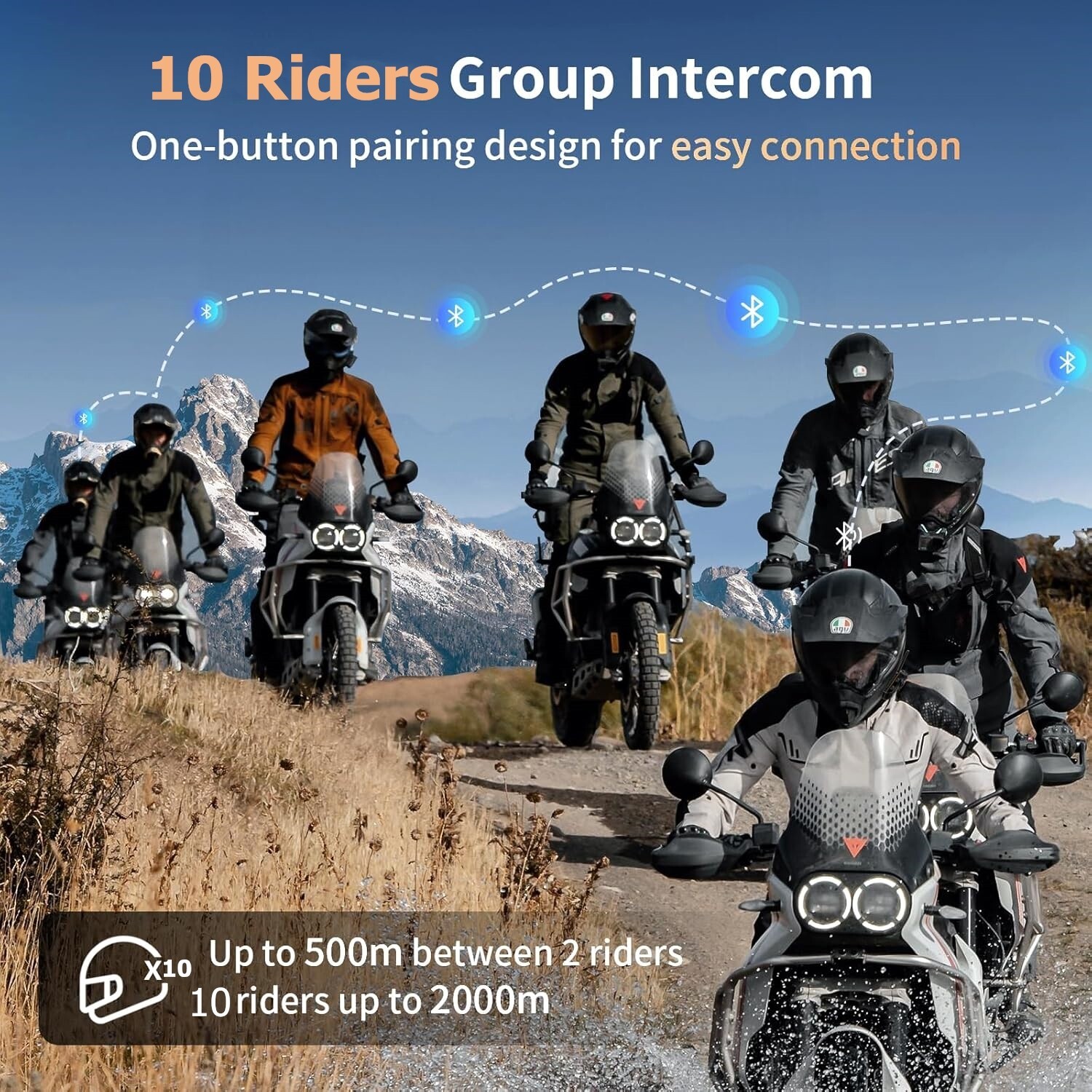 4x FX8 Pro Motorcycle Bluetooth Headset Helmet Intercom 10 Riders Communication