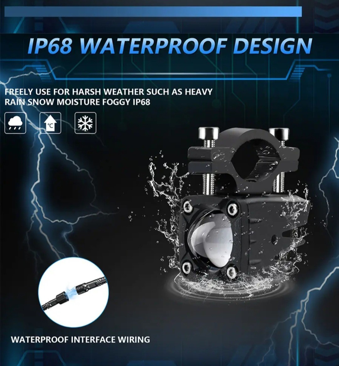 Waterproof Motorcycle LED Fog Lights Spot Light with Switch Easy to Install