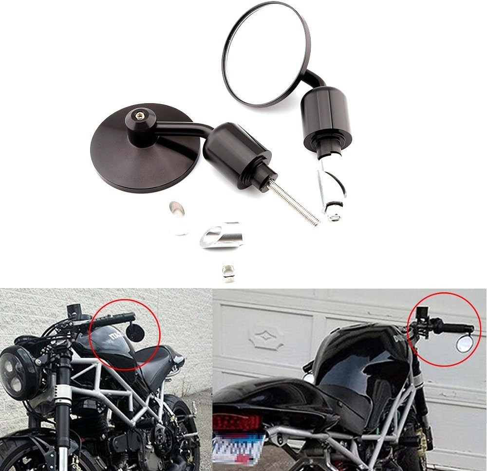 MOTORCYCLE REARVIEW MIRRORS 7/8″ HANDLE BAR END for CAFE RACER BOBBER CRUISER
