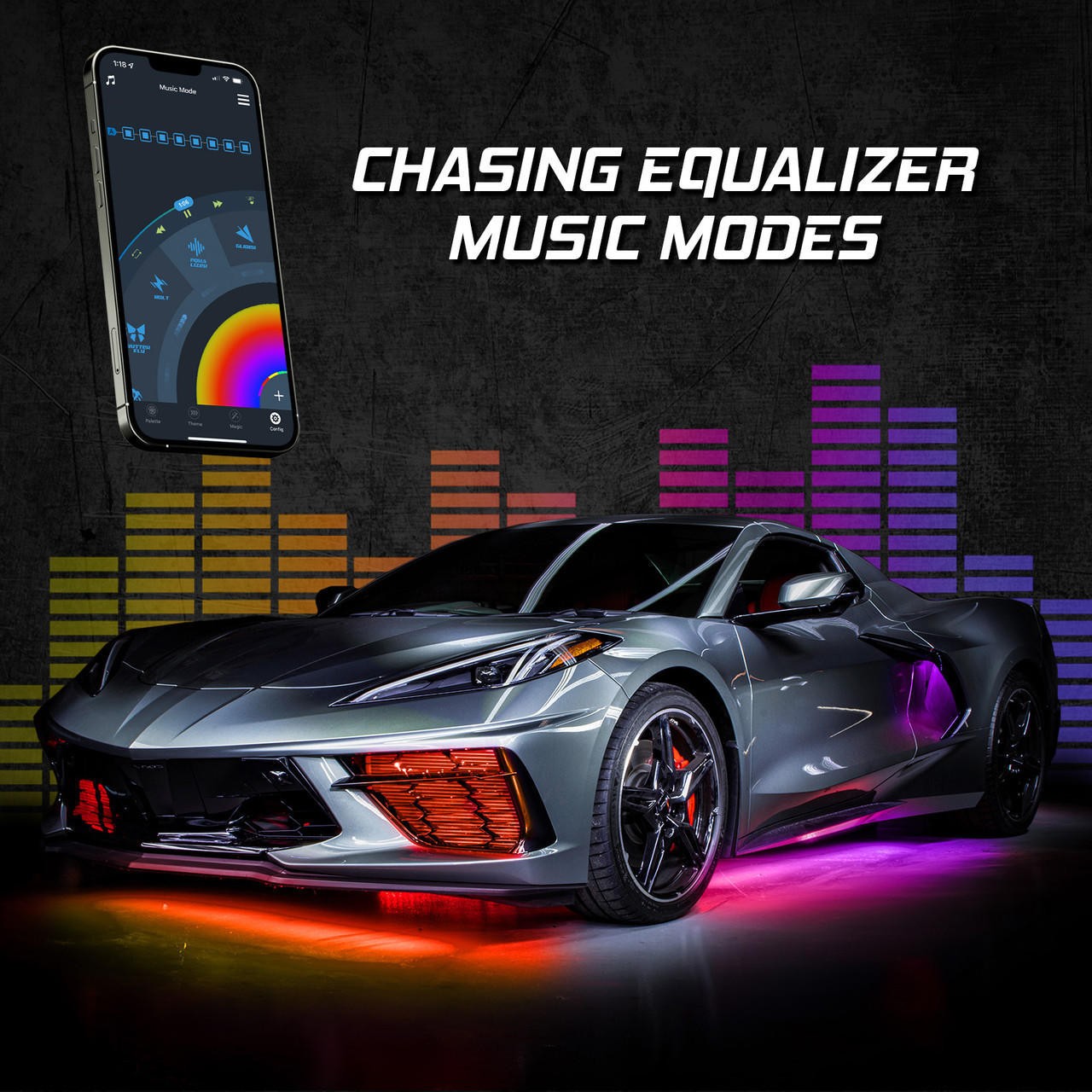 Xkglow AP-CAR-ADV XKAlpha 8PC RGBW Addressable LED Underglow Kit App Controlled