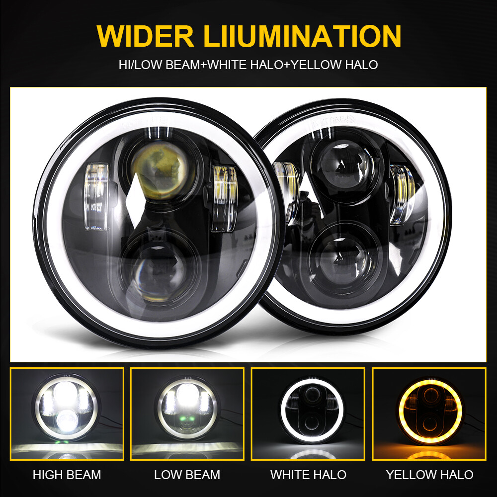 Brightest 5-3/4″ 5.75 inch LED Projector Headlight HALO DRL for Motorcycle Motor