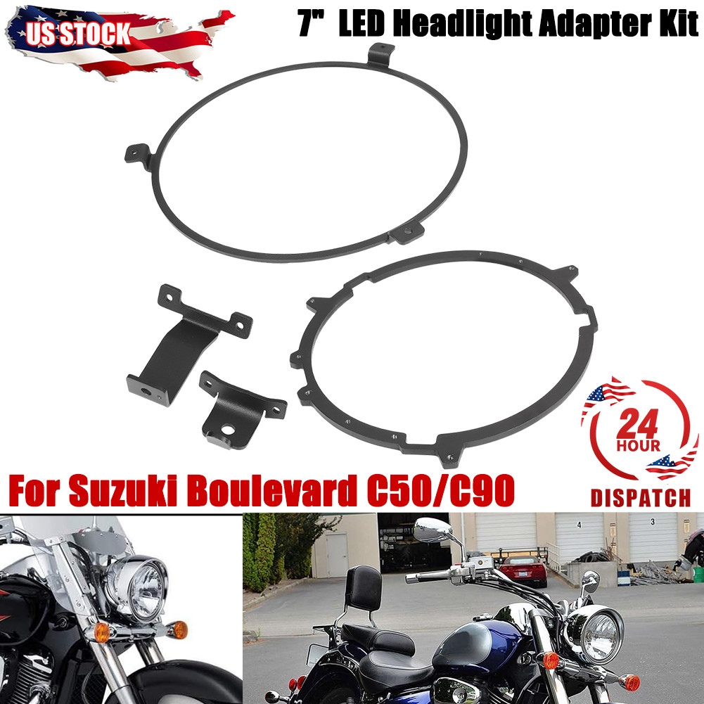 For Suzuki Boulevard C50/C90 7″ LED Headlight Adapter Kit Direct Replacement US