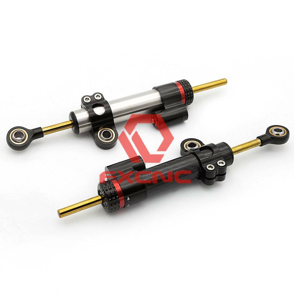 1PCS Motorcycle Carbon Black Steering Damper Stabilizer Linear Control Universal