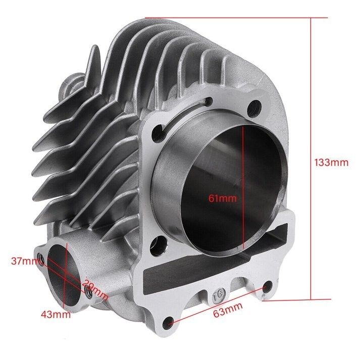 61mm Big Bore Cylinder Head & Piston Ring Rebuild Kit for GY6 170cc-200cc ATVs