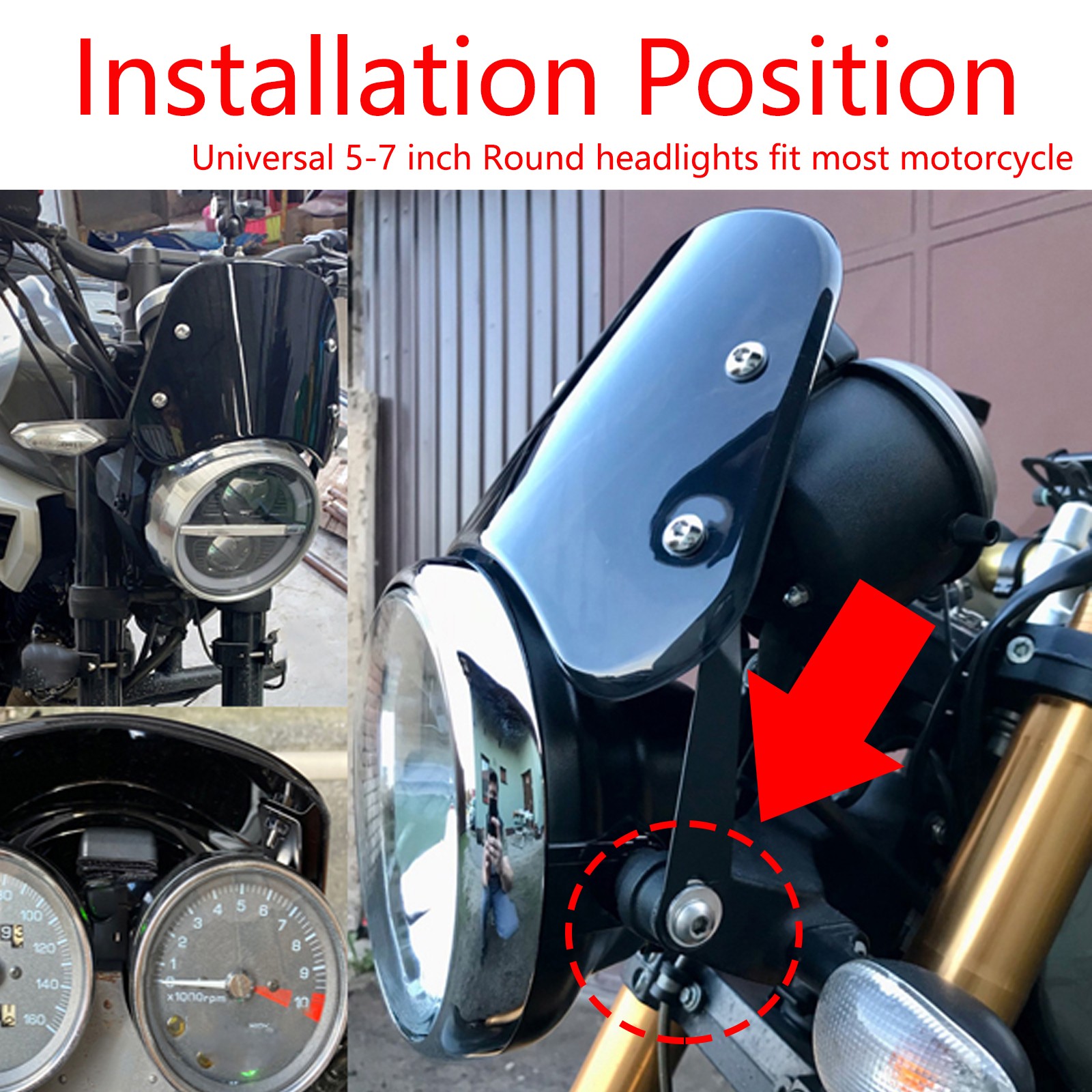 Motorcycle 5”-7″ Round Headlight Windshield Windscreen For Victory High Ball
