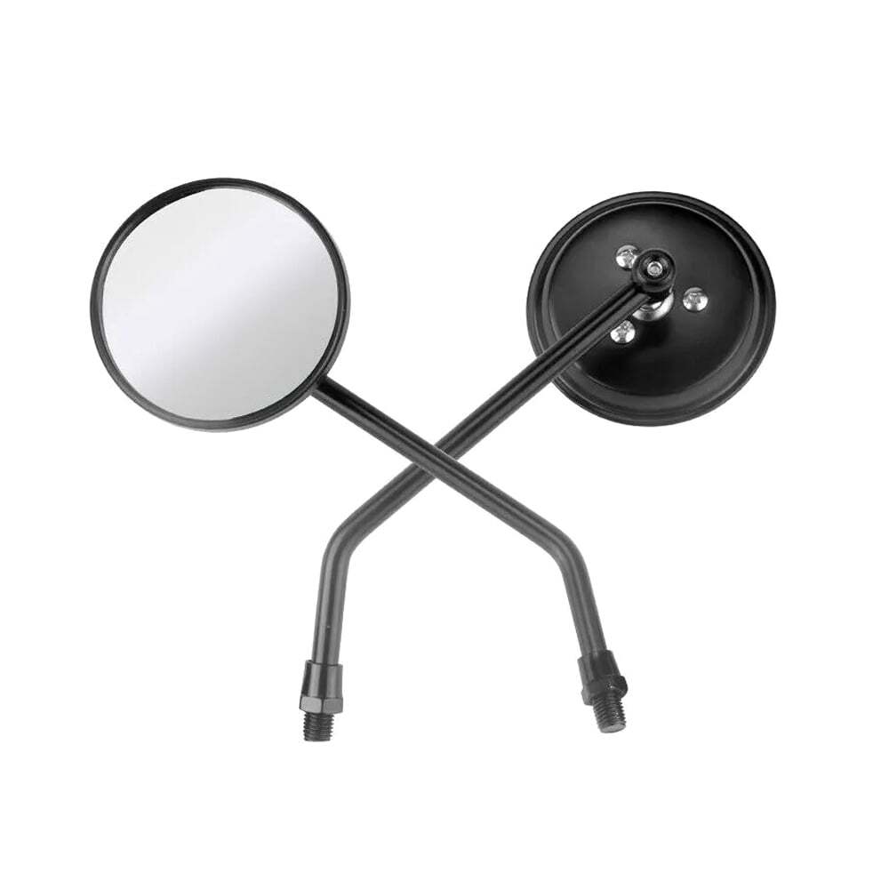 Pair Motorcycle Rearview Mirror Set 10mm Chrome Round Shape – Classic Style