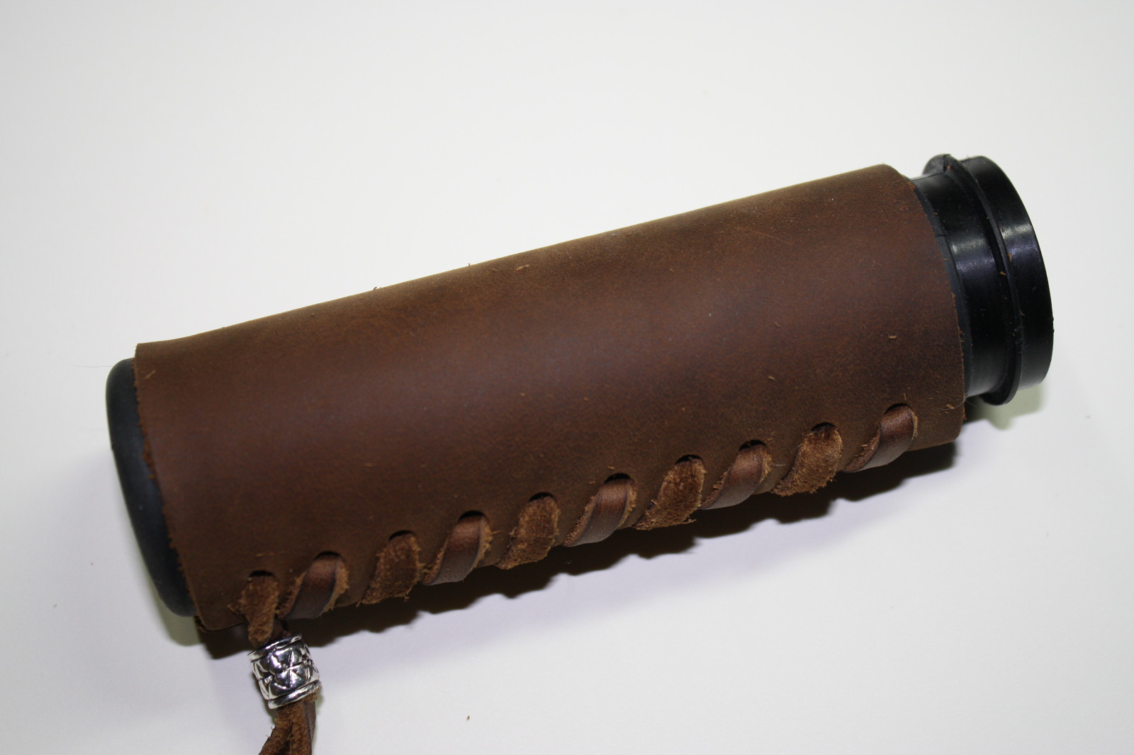 New MCD Pair Brown Heavy Duty Leather Motorcycle Hand Grip Throttle Covers Wraps