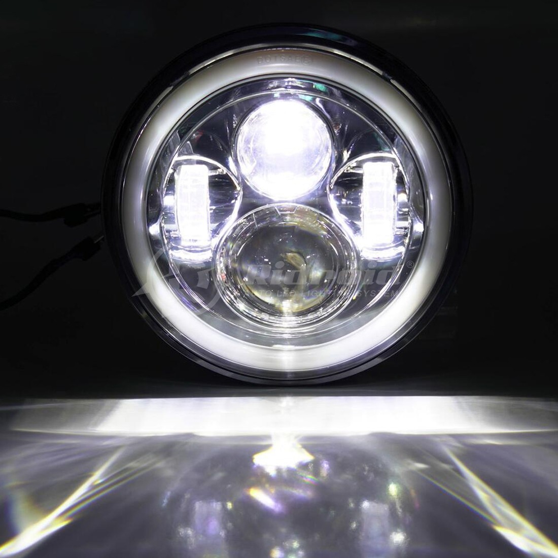 For Harley Davidson Heritage Softail Classic 7″LED Headlight Halo Fog Lights Set