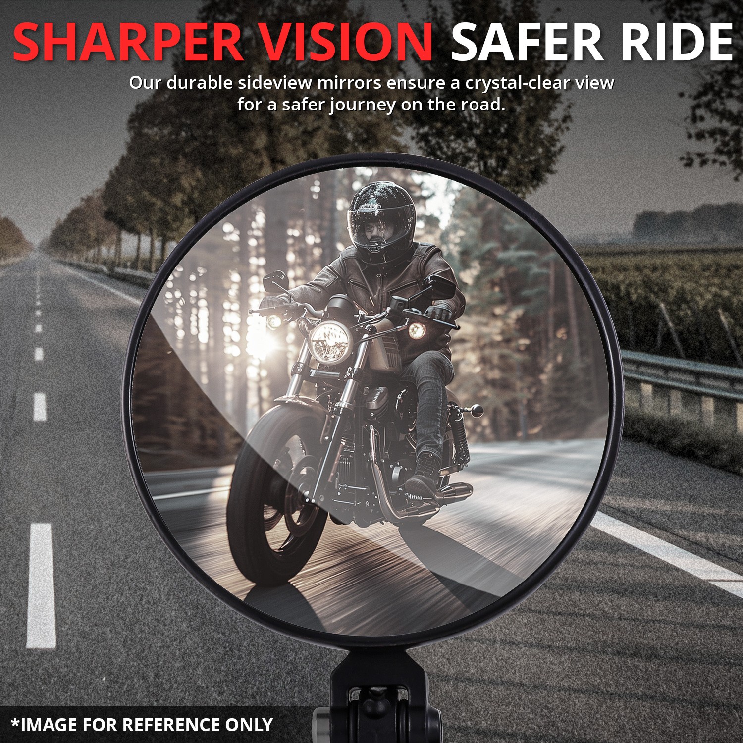 For Universal Naked Bike Cruiser Convex Round Side View Mirrors 3inch Bar-end