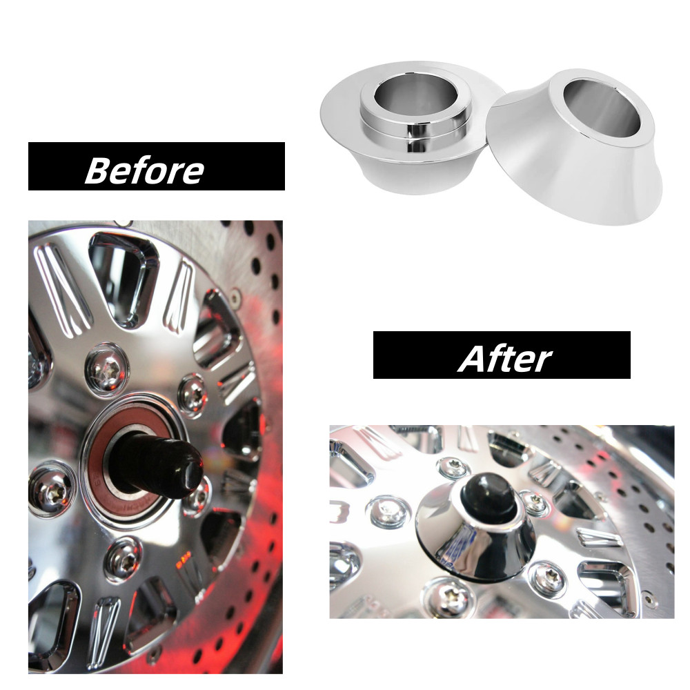 Chrome 25mm Tapered Front Axle Wheel Spacers For Harley Street Road Glide 08-23