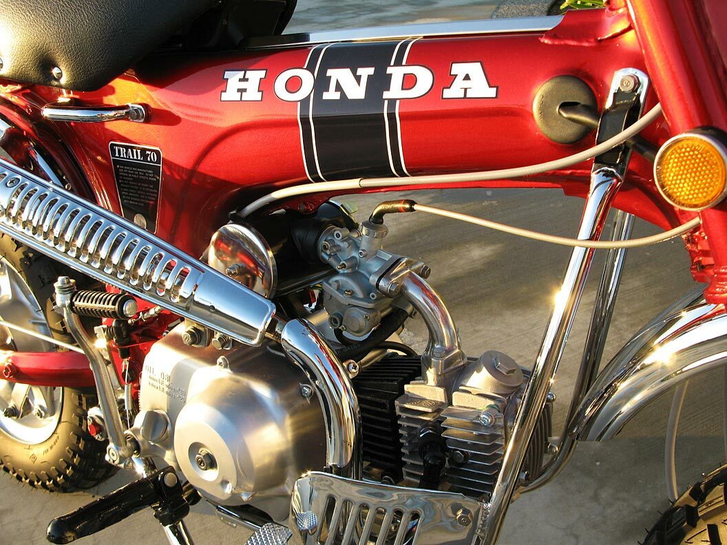 Honda CT70 KO 2pc. Black Stripe Main Frame Decal Set 69-71 MFG 2nds