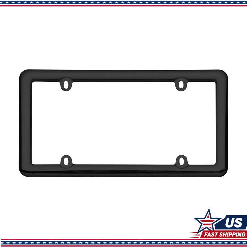 Black Plastic License Plate Frame, Model 20640, Nouveau Style