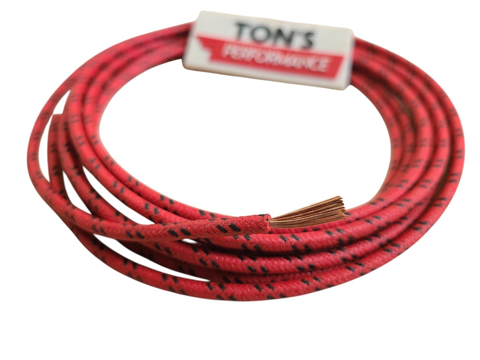 10 feet 14ga Vintage Braided Cloth Covered Primary Wire 14 ga gauge Red w/ Black
