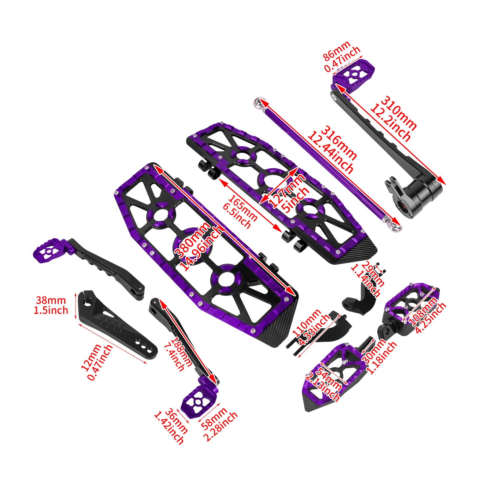 Purple Footboards Floorboards For Harley Touring Road King FLHR Road Glide 14-25