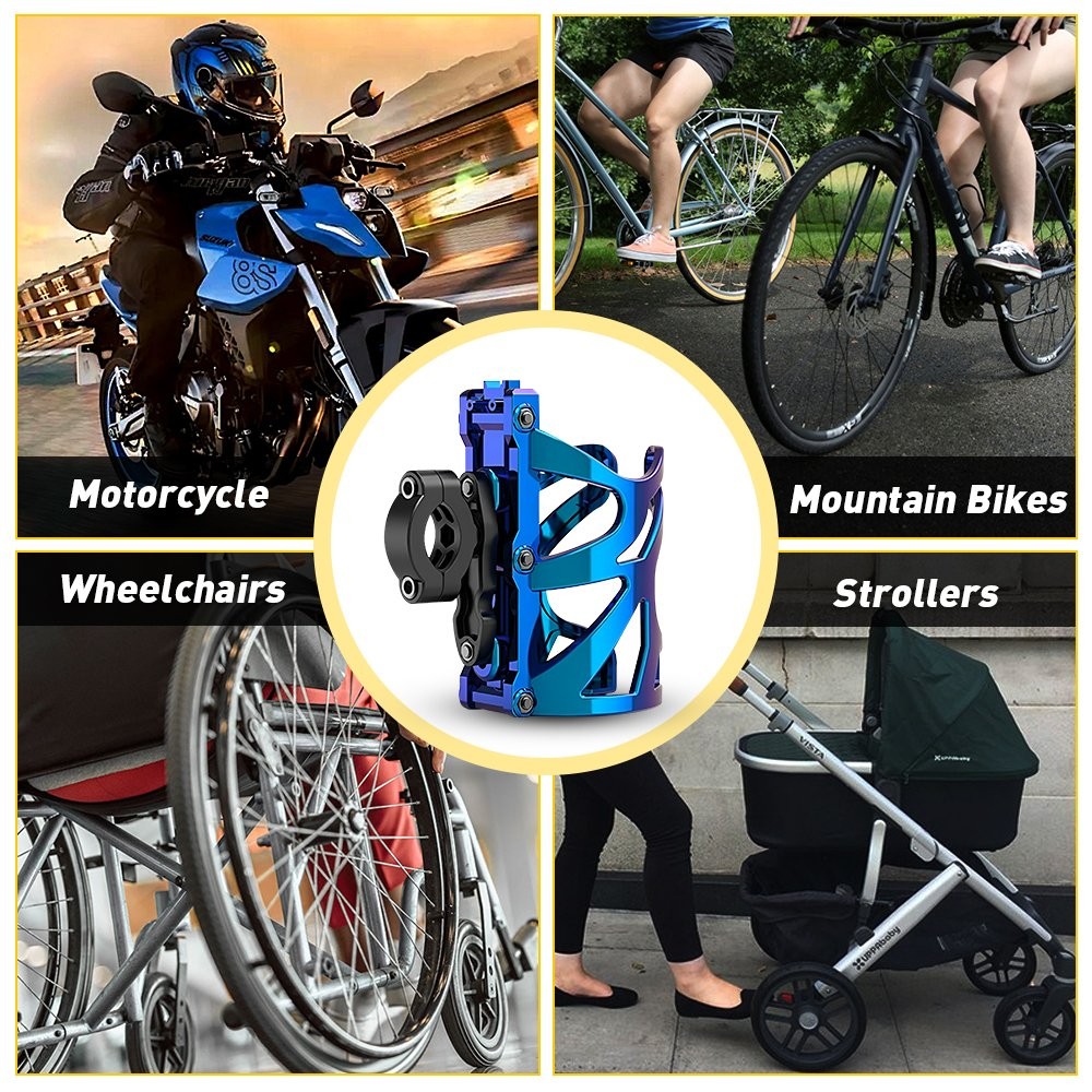Motorcycle Cup Holder Handlebar Mount Beverage Drink Water Bottle for ATV Bike