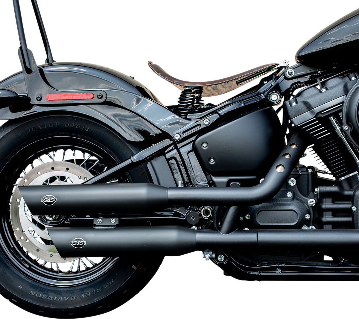 S&S Cycle Slash Cut Race Slip-On Mufflers Black 550-0735 Fat Boy 107 114 18-22
