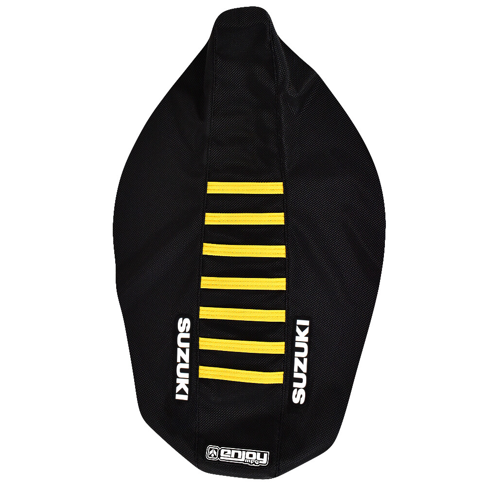 Suzuki RMZ 450 Gripper Seat Cover 2005-2007 ALL BLACK / YELLOW RIBS LOGO #298