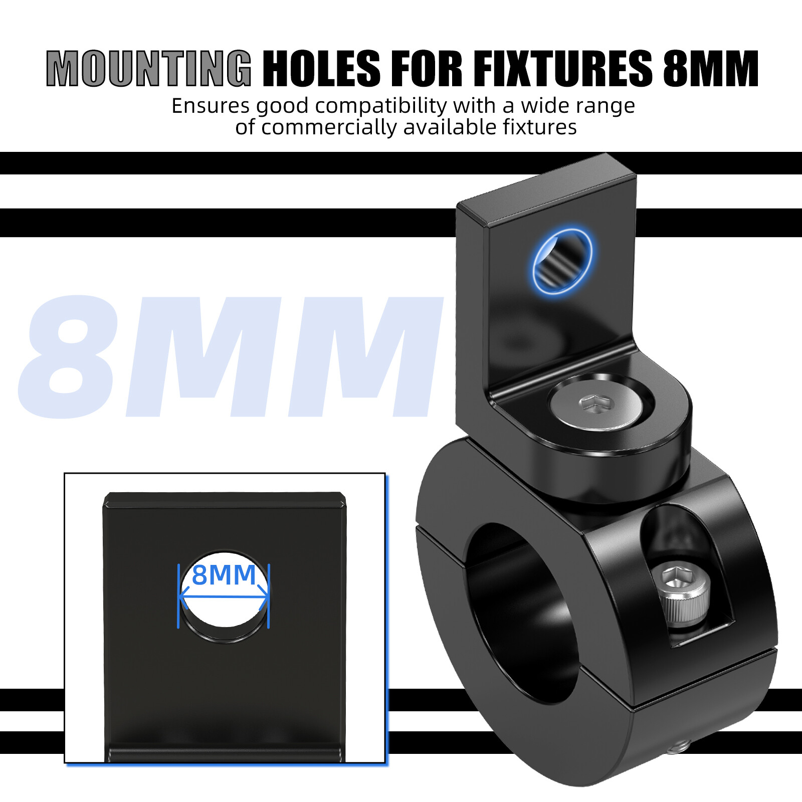 NICECNC Work Light Fog Light Mounting Bracket Universal Fit 1″ Tube Clamp Bumper