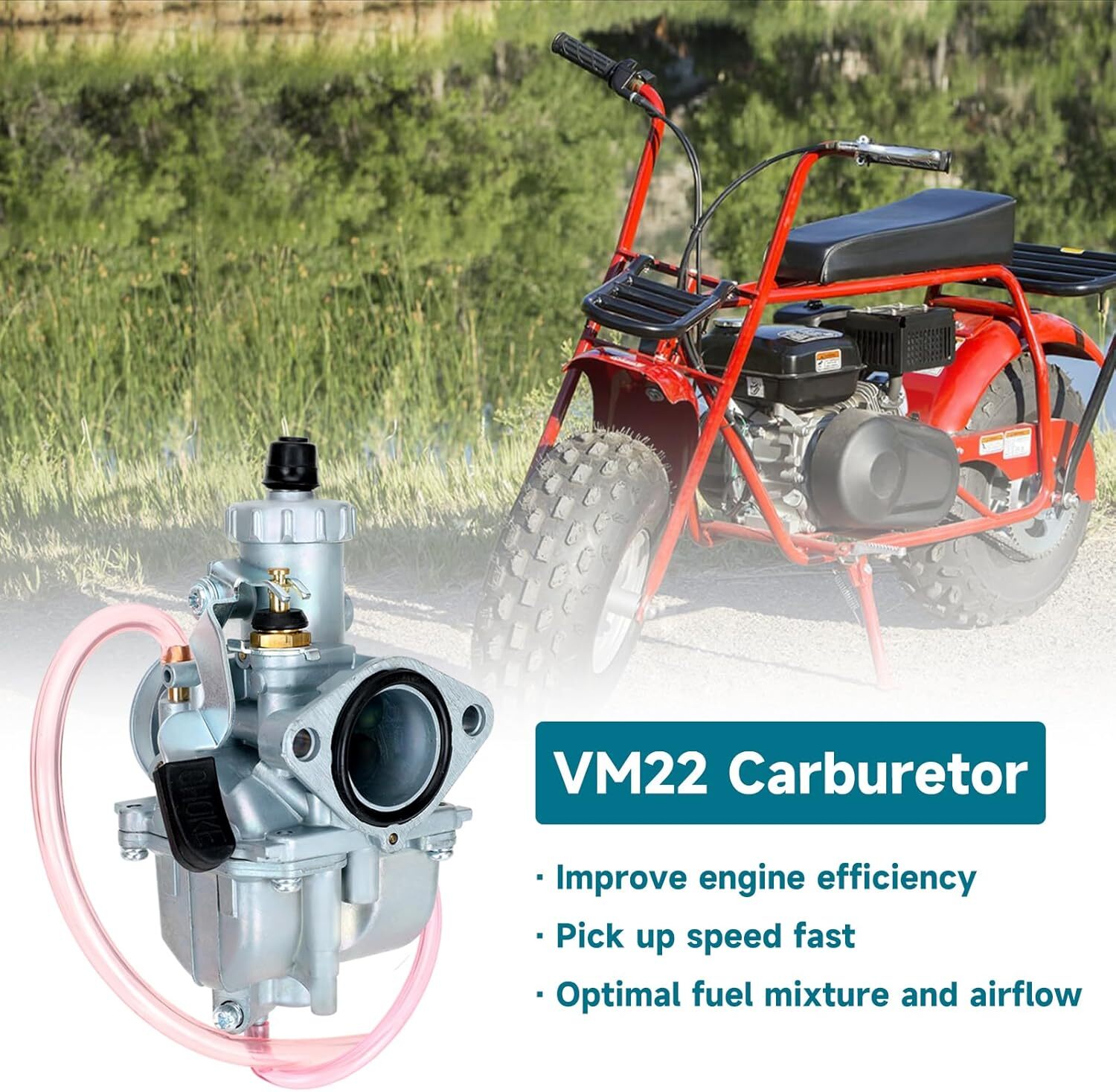 Green VM22 26mm Carburetor For 212cc 196cc Engine GX200 GX160 Mini Bike Go Kart
