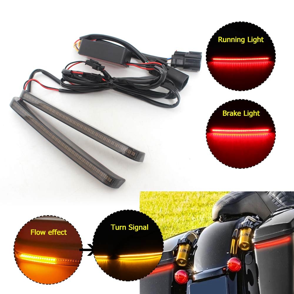 Saddlebag Bags Run Brake LED Turn Lights For Harley Ultra Limited Road King FLHR