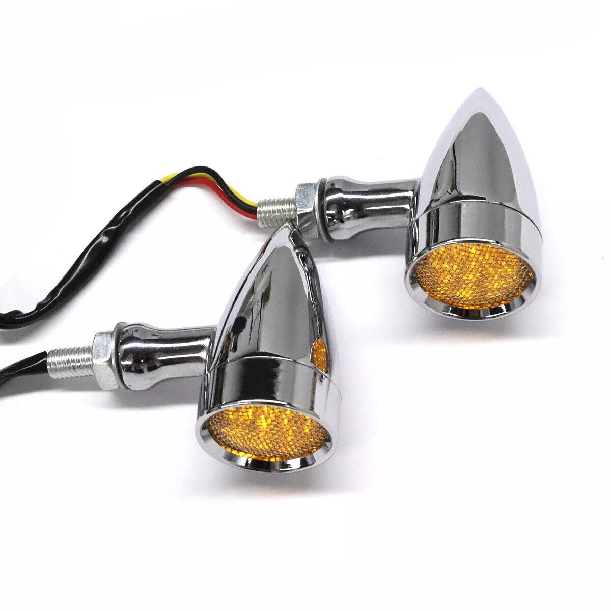 Chrome Motorcycle Bullet Amber Blinker Running LED Turn Signals Front Rear Light