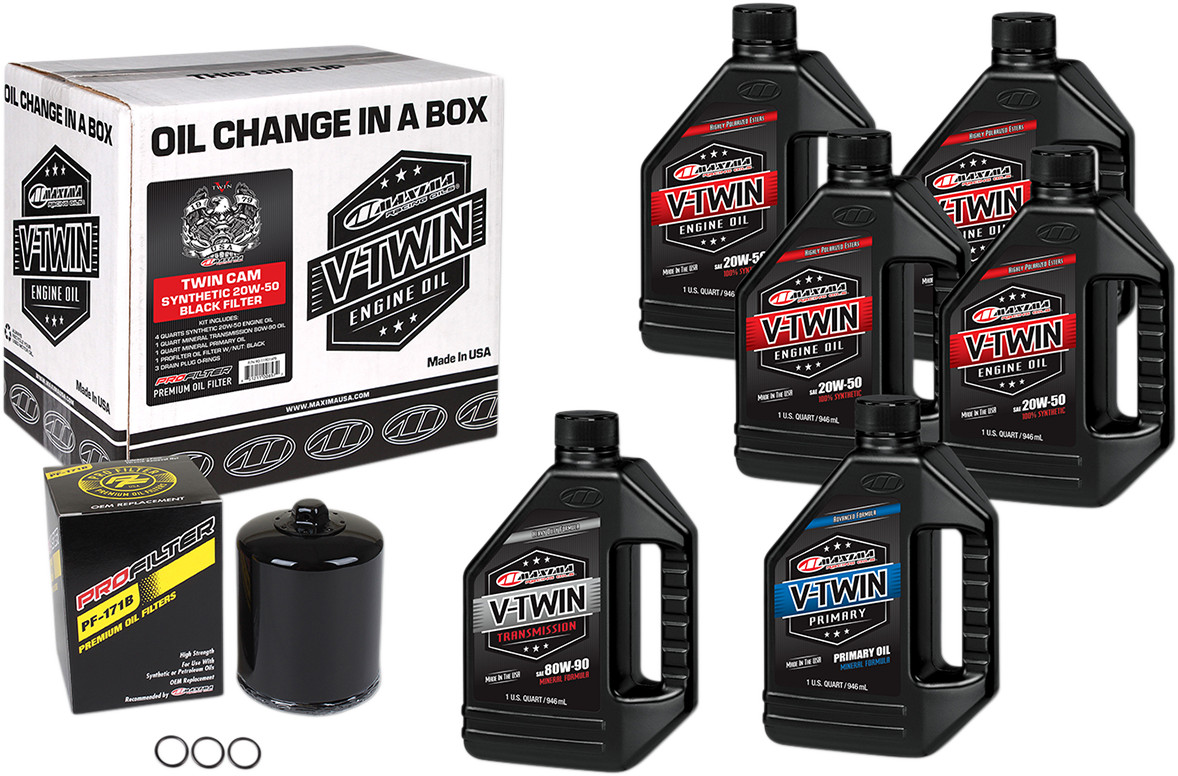 Maxima Synthetic Oil Change Kit 20W-50 Black 90-119016PB for Harley Twin Cam