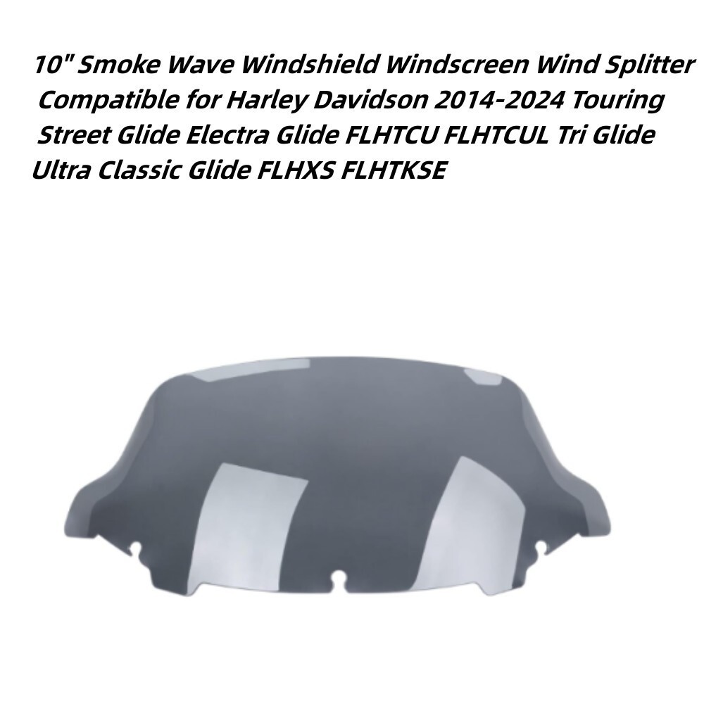 10.5″ Wave Smoke Windshield Windscreen For Harley Touring Street Glide 2014-2024