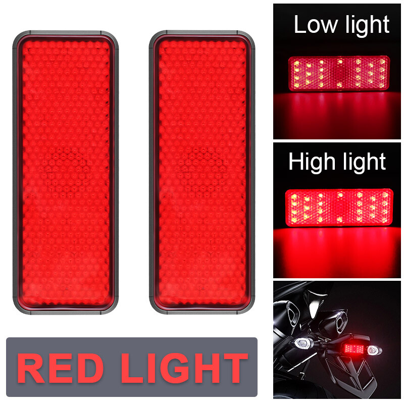 2X Motorcycle Rectangle 24 LED Reflector Stop Tail Brake Turn Signal Light Lamp