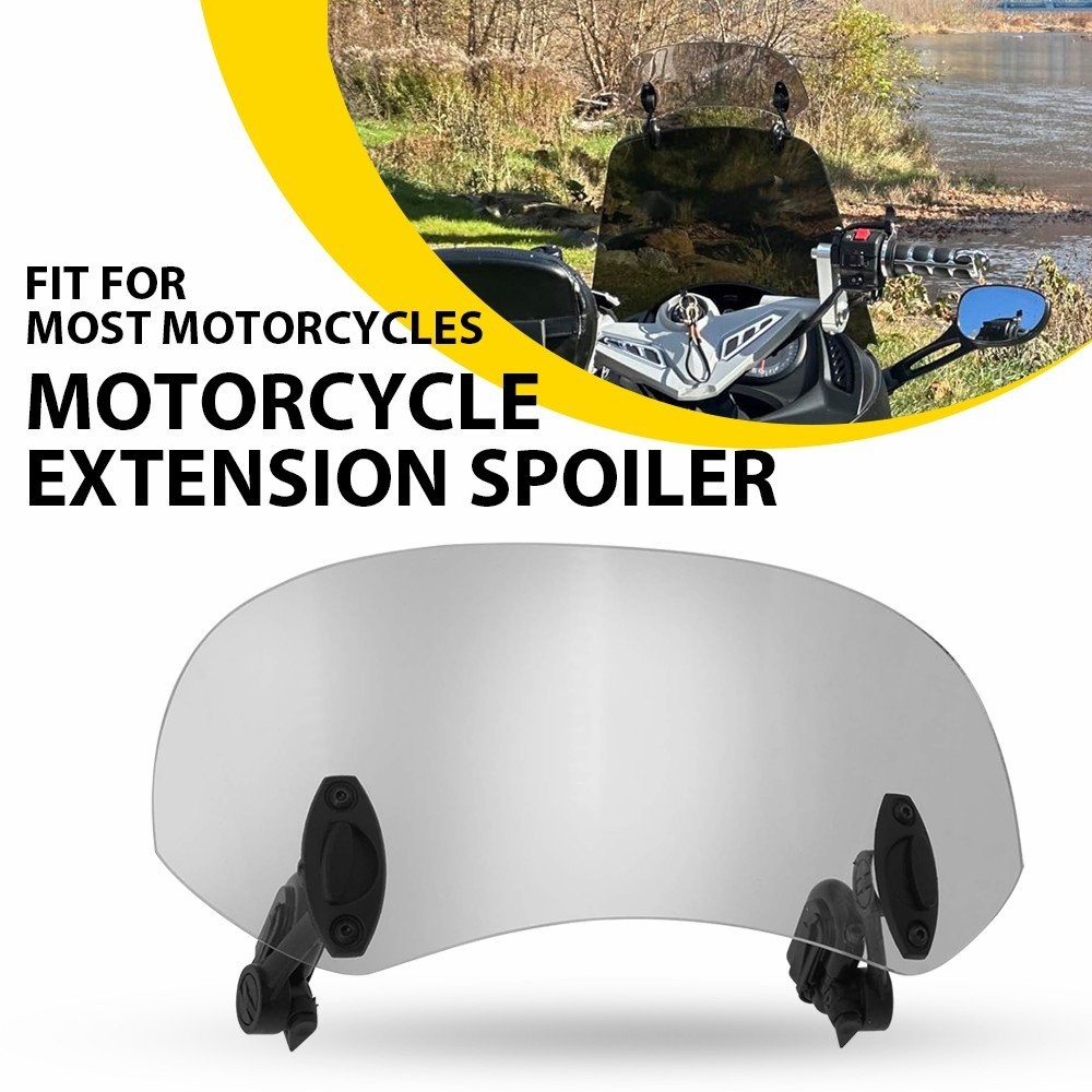 Universal Motorcycle Windshield Wind Screen Deflector Extension Spoiler Clip On