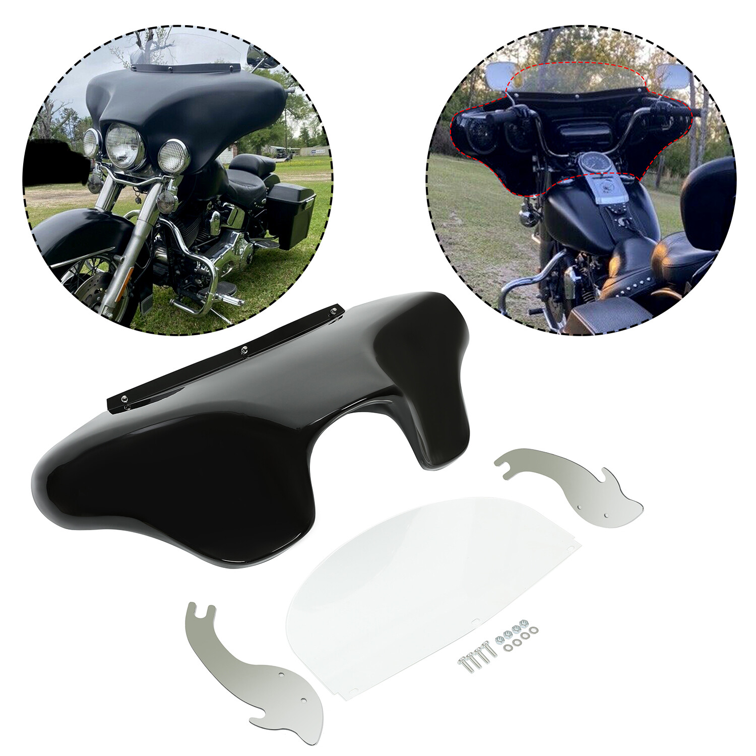 For Harley Heritage Softail Deluxe Fatboy Batwing Fairing 4 Speaker