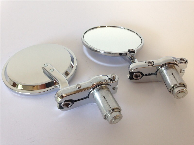 Pair Chrome Foldable Universal Motorcycle Round 7/8″ Handle Bar End Side Mirrors