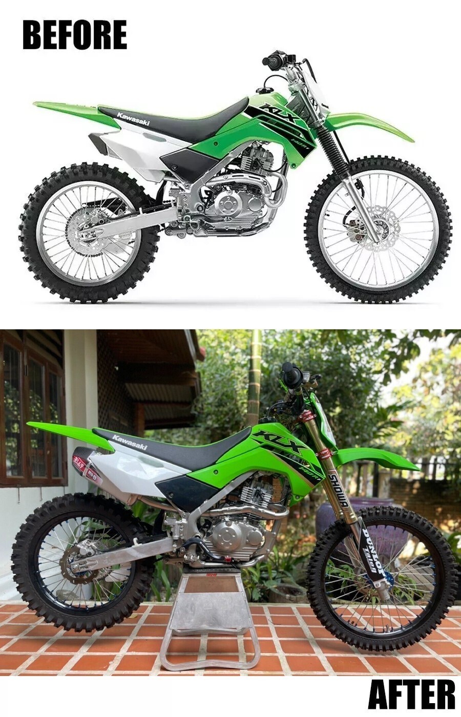 FULL SYSTEM EXHAUST MUFFLER REAR PIPE CARBON RS9 KAWASAKI KLX140 KLX140L R 140RF