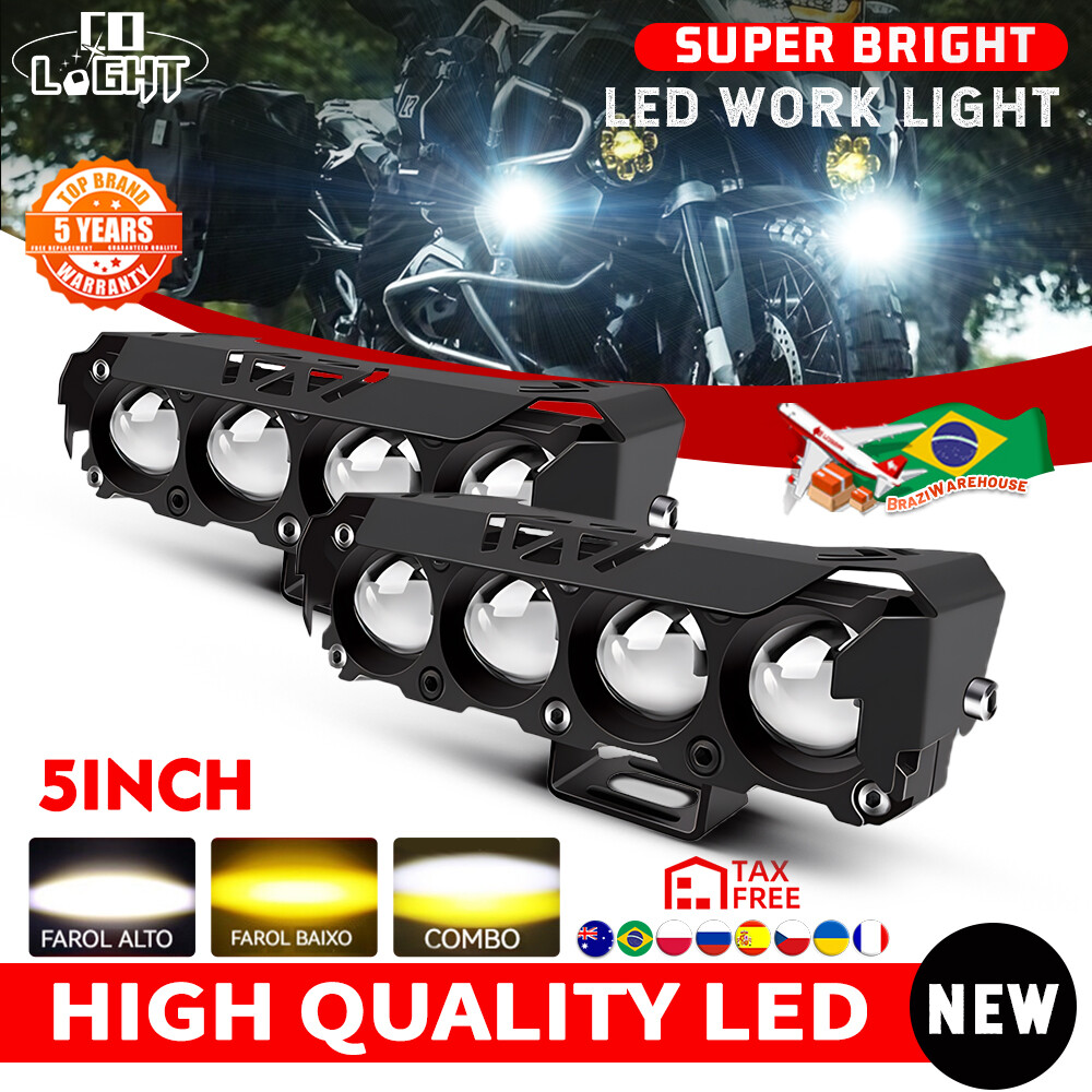 Pair 5″ LED Work Lights Bar Fog Driving Lamp Pods White Yellow for Motorcycle