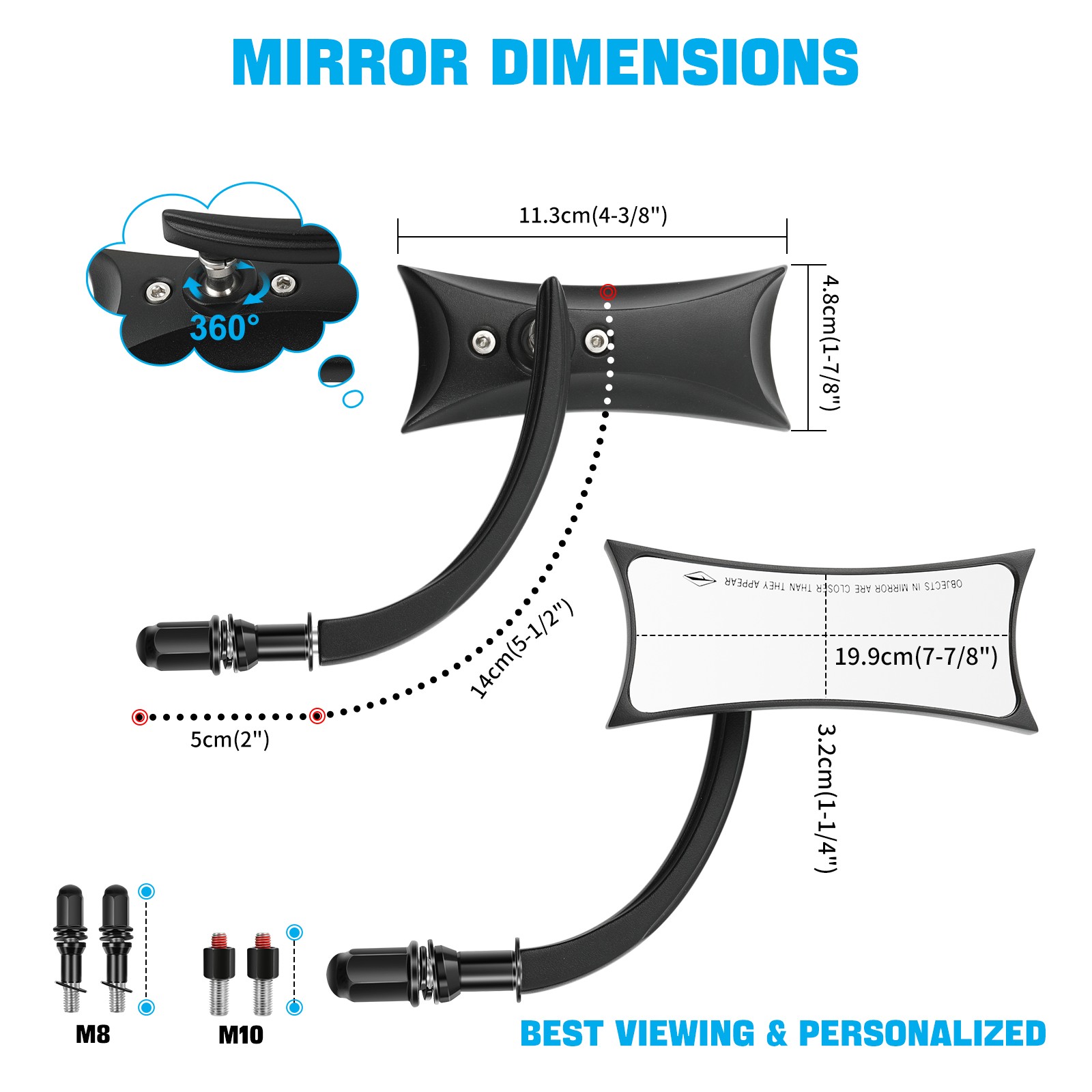 Motorcycle Rearview Side Mirrors Black For Indian Chief Chieftain Classic