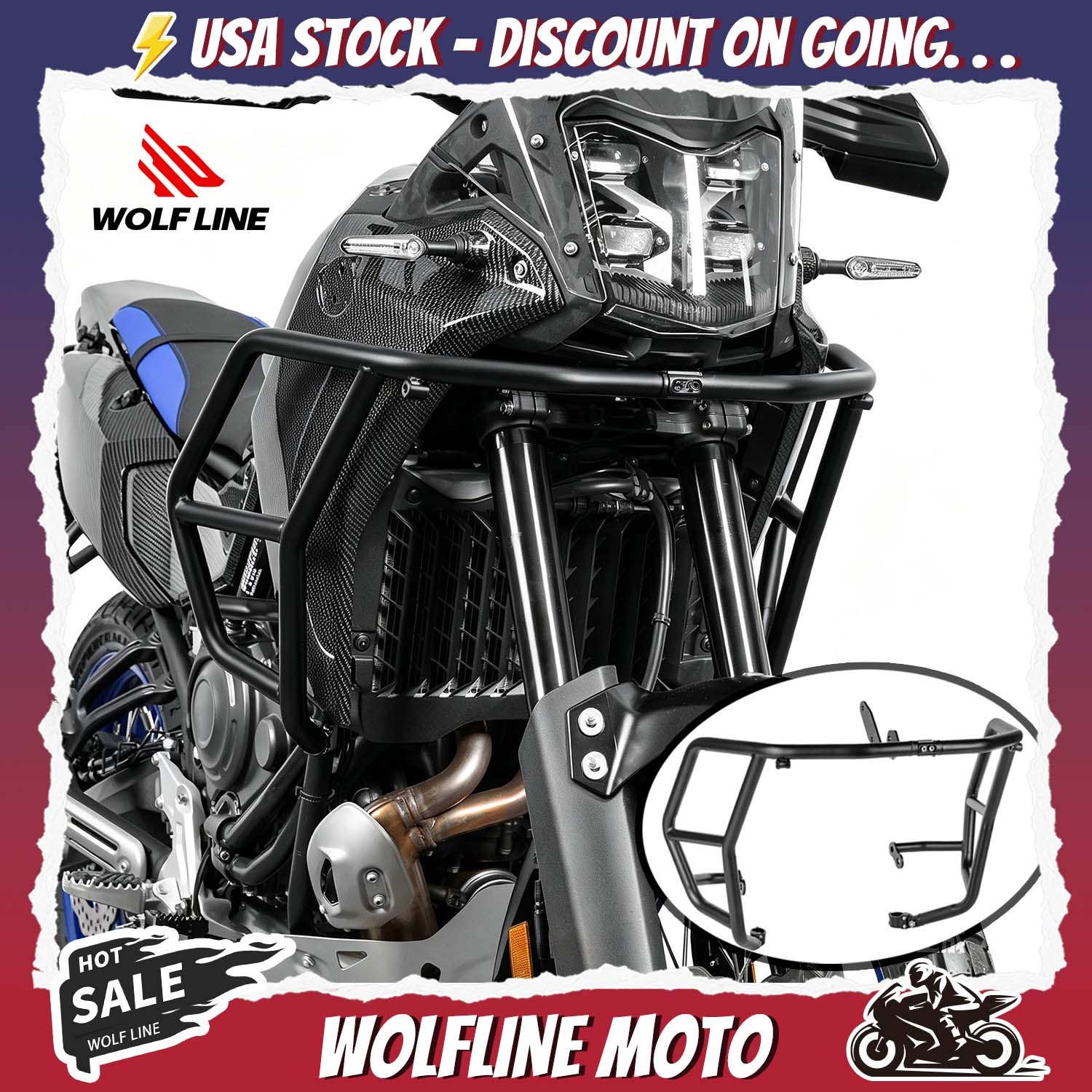 WOLFLINE Crash Bars For Yamaha Tenere 700 T 7 S Engine Guard Protector 2025-2026