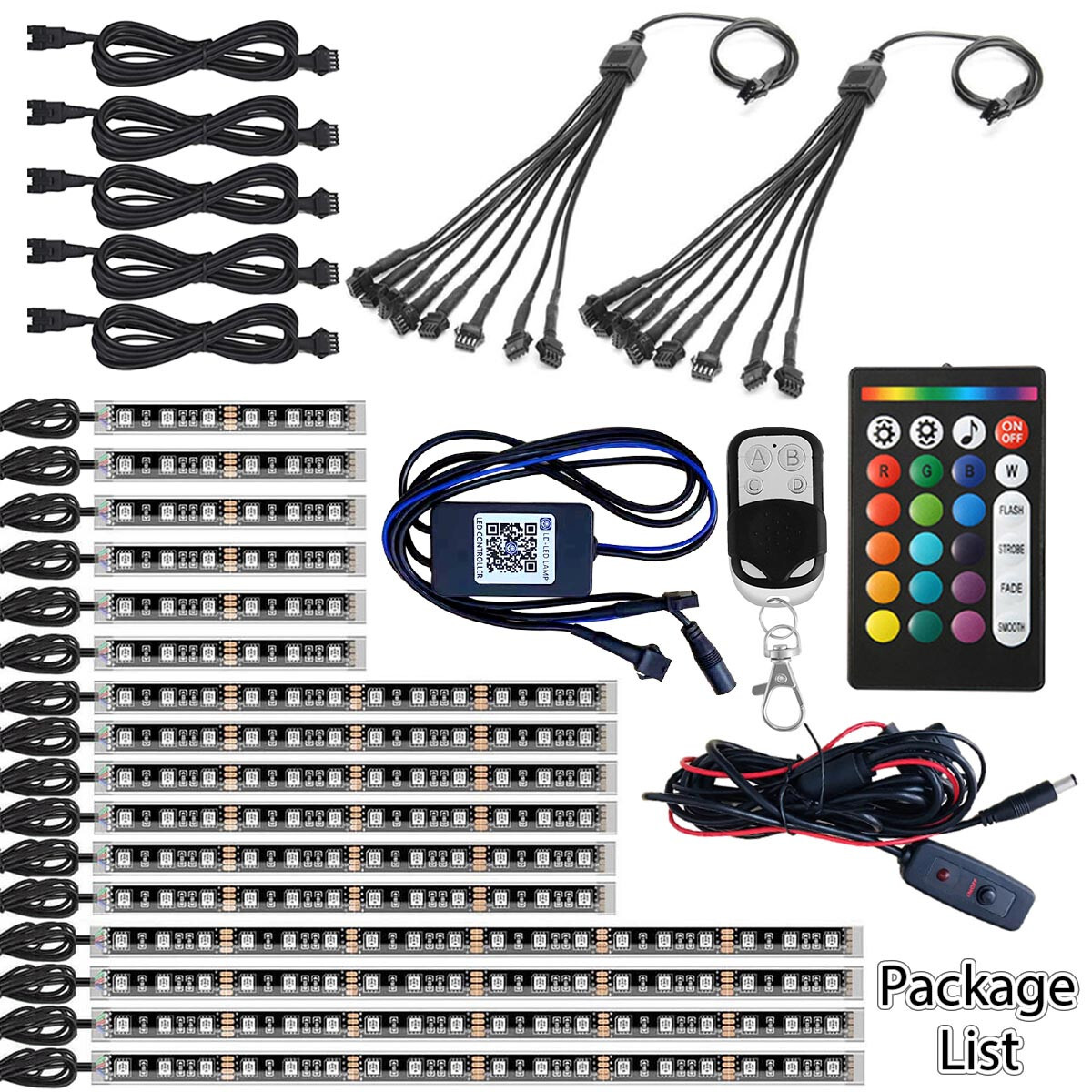 16pc RGB Motorcycle LED Neon Under Glow Lighting Kit For Harley Davidson Music